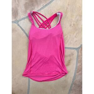 Lululemon 6 Wild Tank So Fly Butterfly Bon Bon Hot Pink Green Floral EUC!